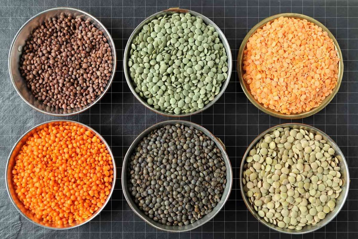 Cooked lentils in a bowl