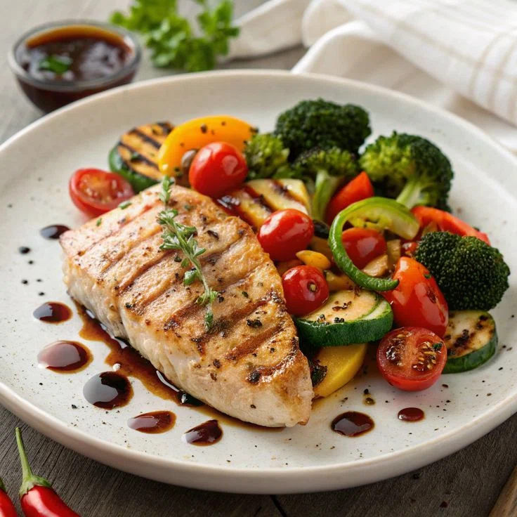 Grilled Cod and Roasted Vegetables